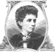 Victoria Woodhull inside a bill, as if she was a President